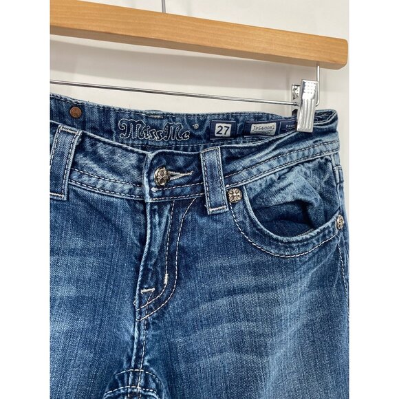 Miss Me Jeans Size 27 JP540052 Skinny Cut Embellished CROSS Flap Pockets - Picture 3 of 5